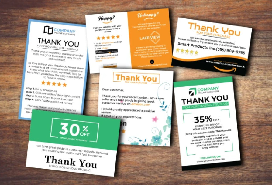 I'm creating an Amazon thank-you card, a product insert