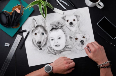 Draw pencil sketch portraits and illustrations