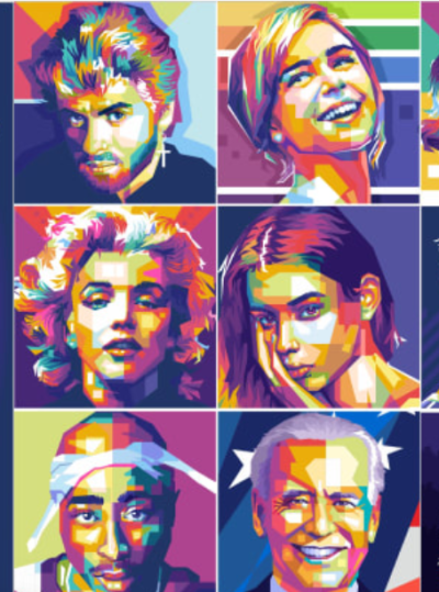 I can make a stunning portrait of you in the style of wpap pop art
