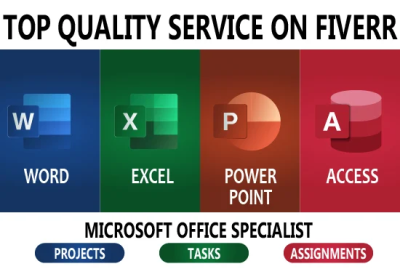I can do any type of work, project on microsoft office word, excel, powerpoint, access