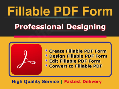 I will create fillable pdf form or design fillable pdf