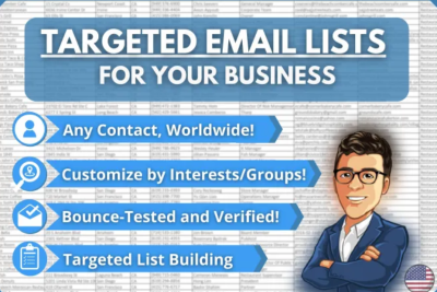 I can provide a list of emails for your business
