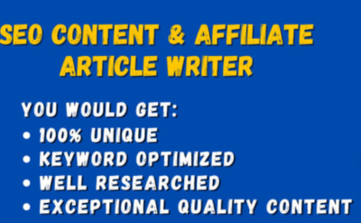 I can write SEO content, blog posts and write affiliate articles